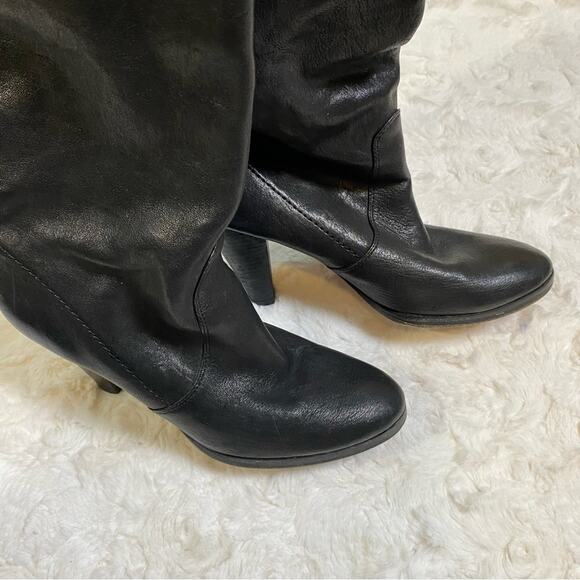 KORS Michael Kors Womens Tall Leather Boots Size 7 Black Designer Convertible - Picture 5 of 14